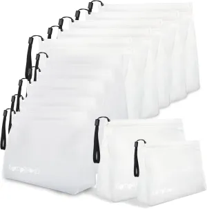 TSA Approved Toiletry Bags 10 Pack - PEVA Clear Leakproof Travel Zipper Bag Quart Size 3-1-1 For Toiletries Traveling Trips Vacations Packing Storage For Women & Men
