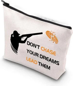 TSOTMO Inspirational Skeet Shooting Gift Don’t Chase Your Dreams Lead Them Skeet Shooter Zipper Pouch Makeup Bag (Chase dreams)