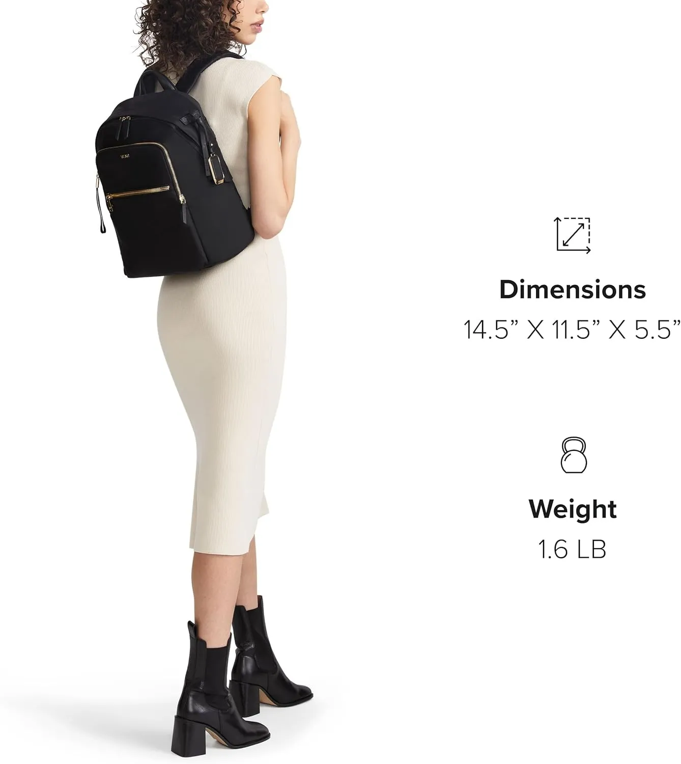 TUMI - Voyageur Halsey Backpack - Travel Backpack - For Business, Fashion, Commute - Holds Up to 14" Screens - Black & Gold