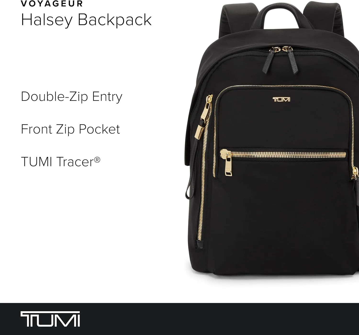 TUMI - Voyageur Halsey Backpack - Travel Backpack - For Business, Fashion, Commute - Holds Up to 14" Screens - Black & Gold