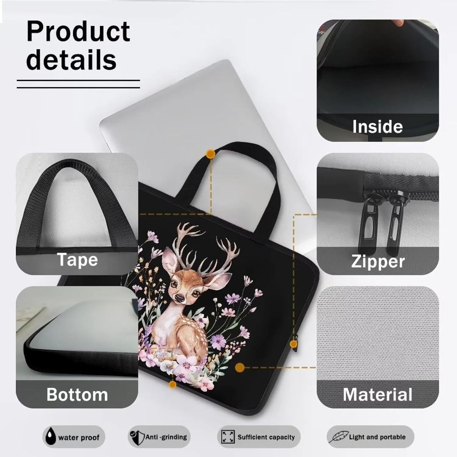 Uasibuni Waterproof Laptop Tote Bag Messenger Bag Case Sleeve for 12 In 13In 15In 17In Laptop Bag