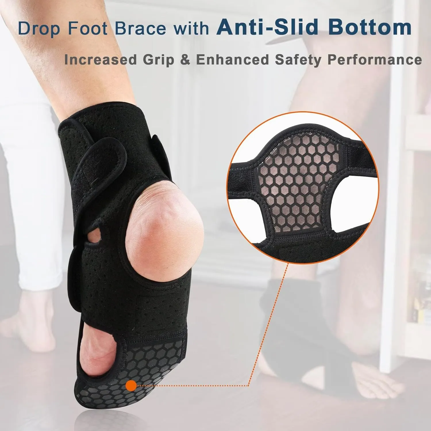 Upgraded Drop Foot Brace for Walking with Shoes - Dual Forefoot Support Plates Adjustable Soft AFO, Foot Drop, TBI, ALS, MS, Bone Fracture, Fits Women & Men FSA or HSA Eligible (Right, S/M)