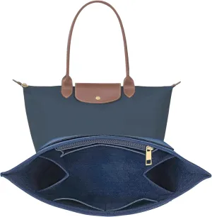 Upgraded Felt Organizer Insert for Longchamp Le Pliage M Handbag Insert (DarkBlue, Medium)