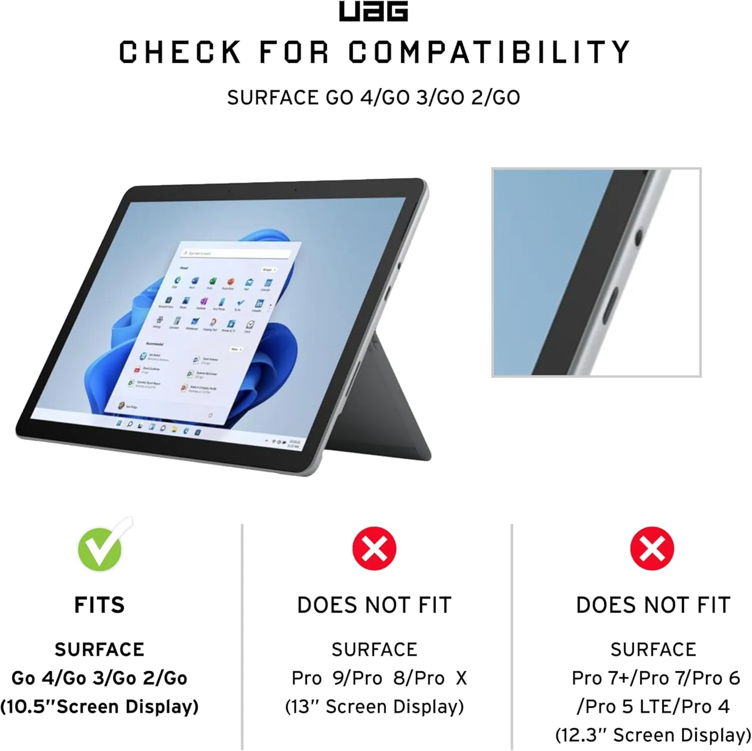 URBAN ARMOR GEAR UAG Designed for Microsoft Surface Go 4 / Surface Go 3 / Surface Go 2 / Surface Go Case 10.5" Plasma w/Hand Strap & Shoulder Strap Feather-Light Rugged Military Drop Tested Cover Ice