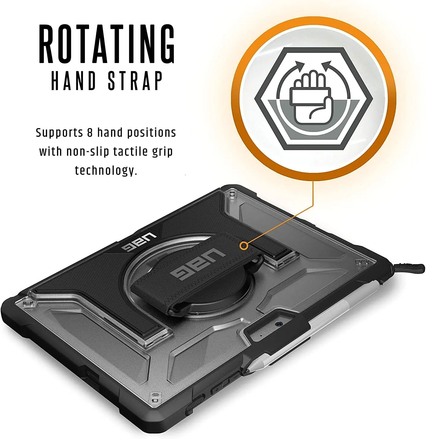 URBAN ARMOR GEAR UAG Designed for Microsoft Surface Go 4 / Surface Go 3 / Surface Go 2 / Surface Go Case 10.5" Plasma w/Hand Strap & Shoulder Strap Feather-Light Rugged Military Drop Tested Cover Ice