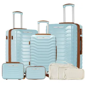 UUH Luxe - 5 Piece Luggage Set (8",14",20",24",28") Bags with 3 Storage and Makeup Bag