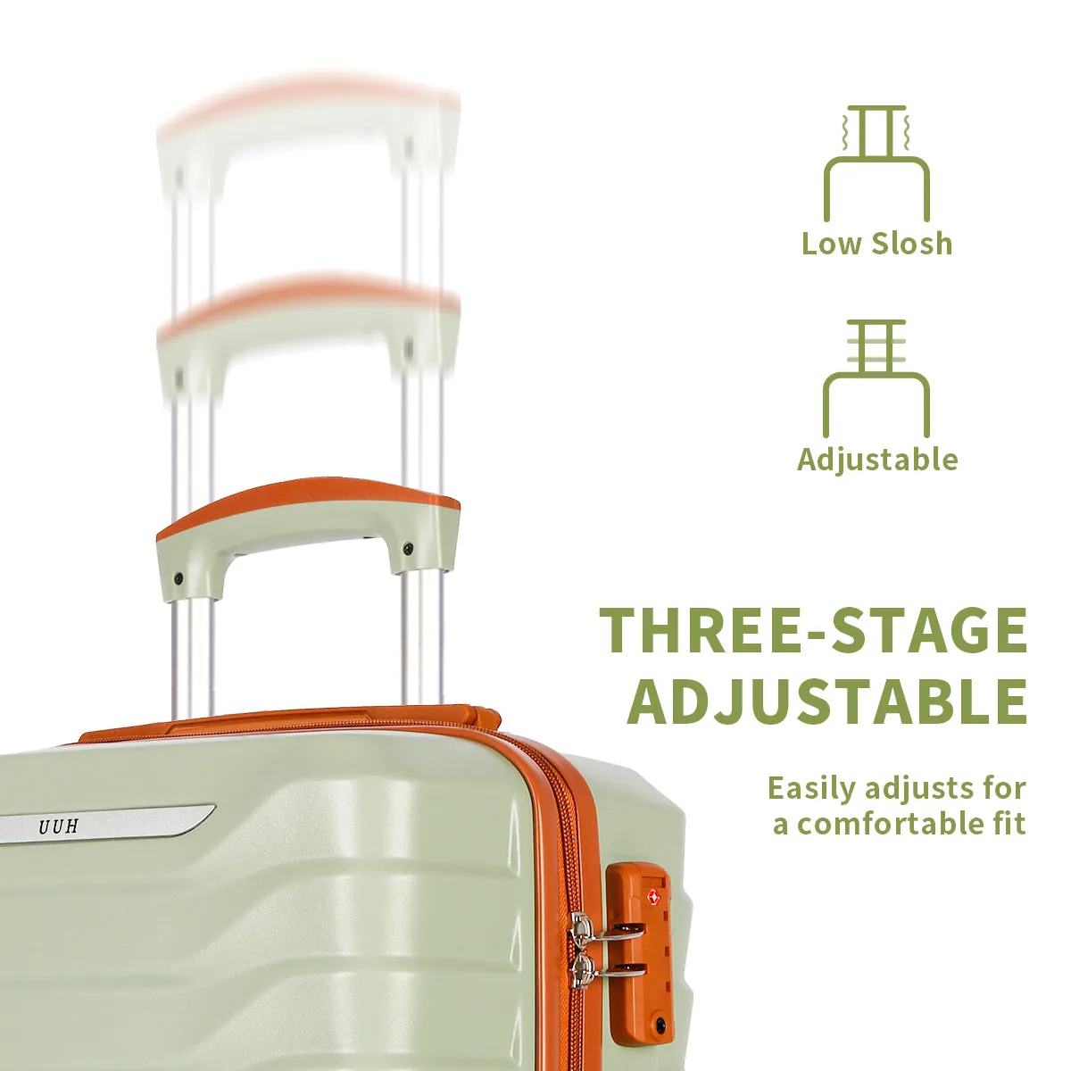 UUH Luxe - 5 Piece Luggage Set (8",14",20",24",28") Bags with 3 Storage and Makeup Bag