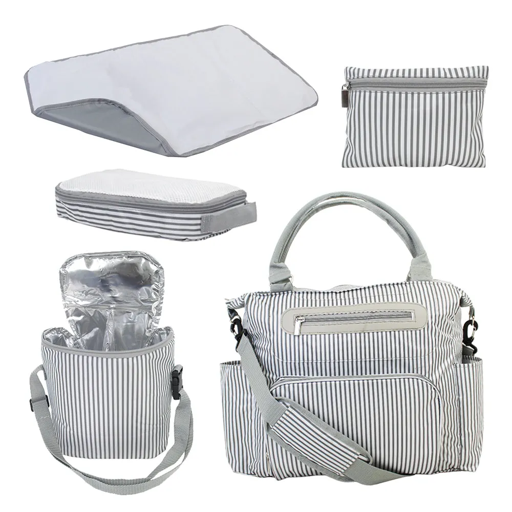 Value Set Diaper Bag - Grey stripe design