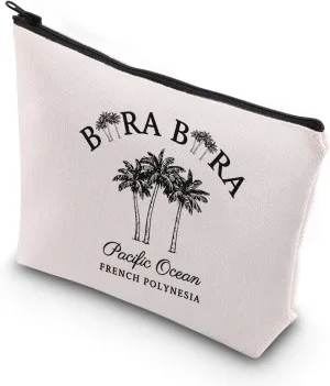 VAMSII Bo-Bora Souvenir B Bora Pacific Ocean French Polynesia Makeup Bag Polynesian Vacation Gift (B BORA bag)