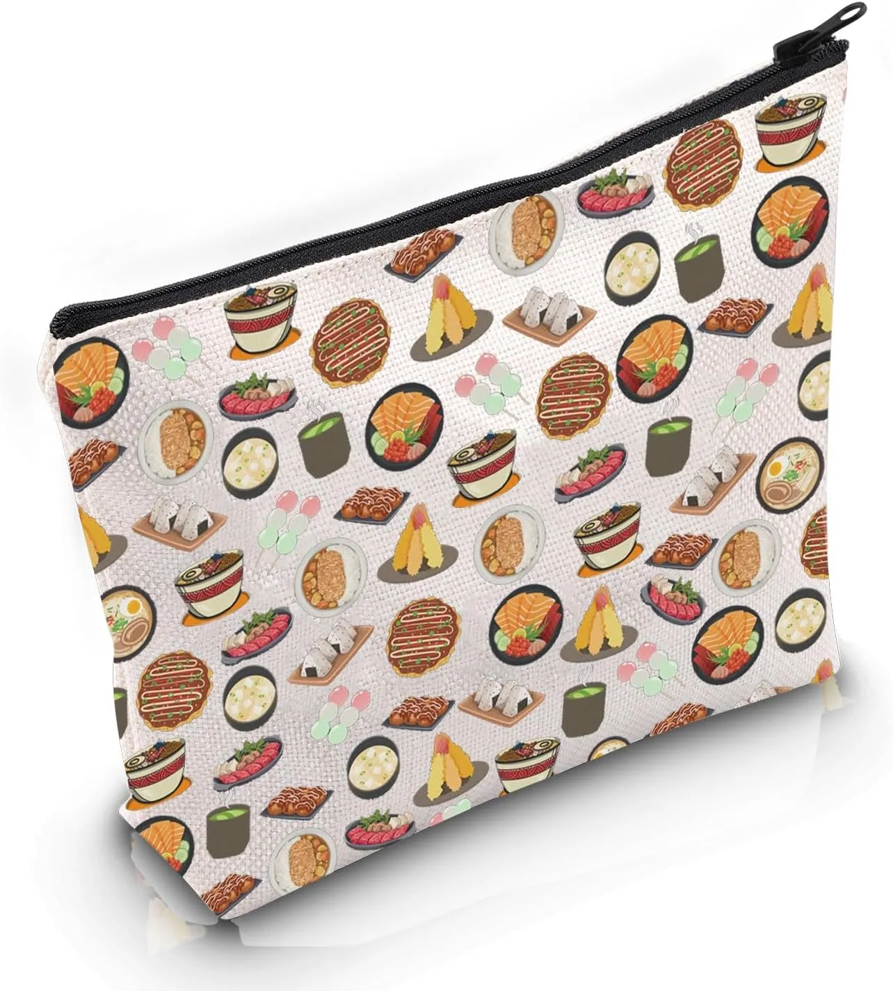 VAMSII Japan Lover Gift Japan Food Design Makeup Bag Japanese Cuisine Cosmetic Bag Japan Culture Lover Gift Japan Trip Gift (Japan Food Design M)