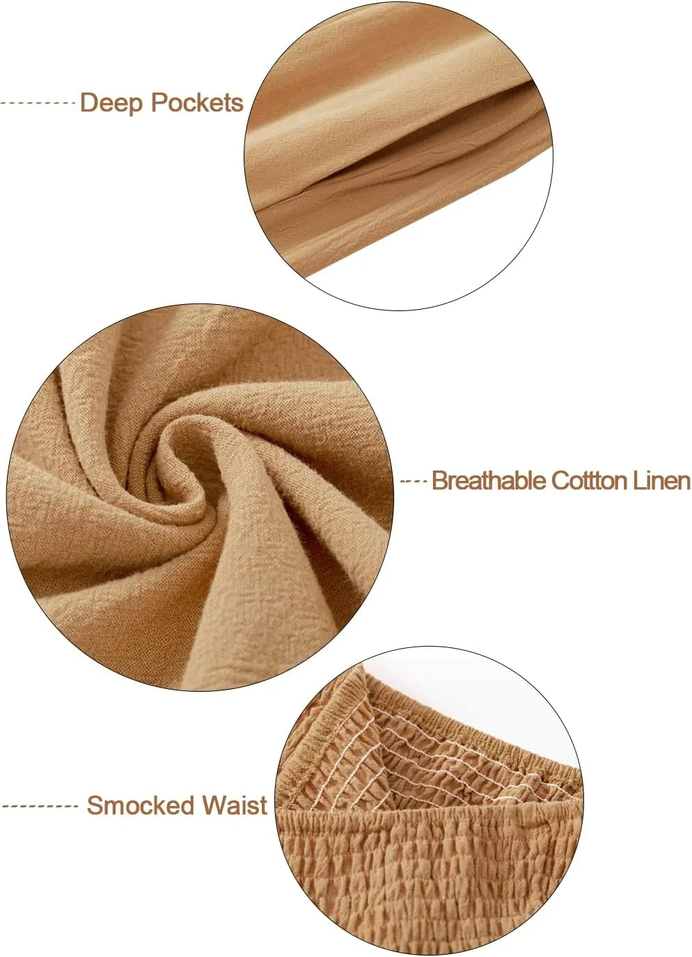 Vansha Women Summer High Waisted Cotton Linen Palazzo Pants Wide Leg Long Lounge Pant Trousers with Pocket