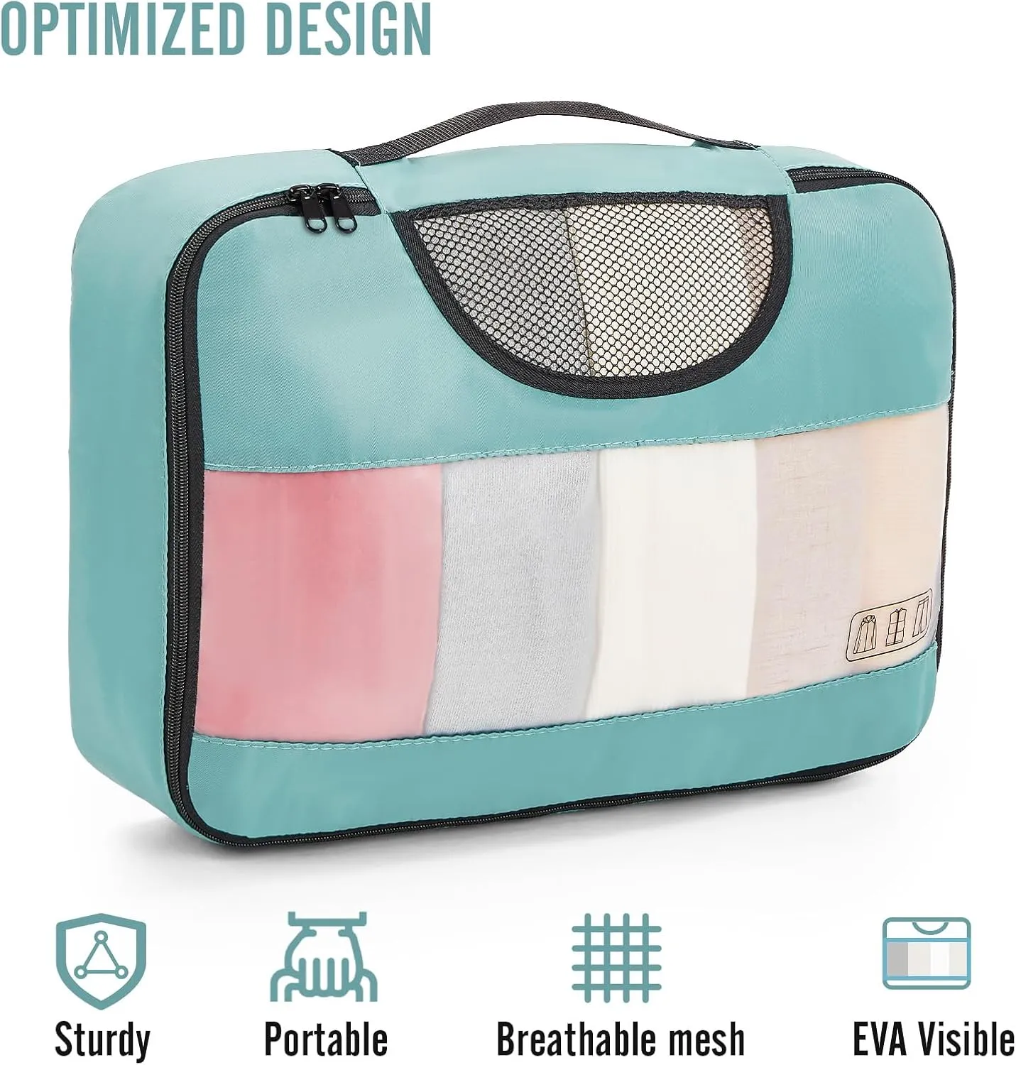 Veken 8 Set Packing Cubes for Travel Essentials, Suitcase Organizer Bags Set for Luggage, Road Trip Travel Accessories in 4 Sizes (Extra Large, Large, Medium, Small)