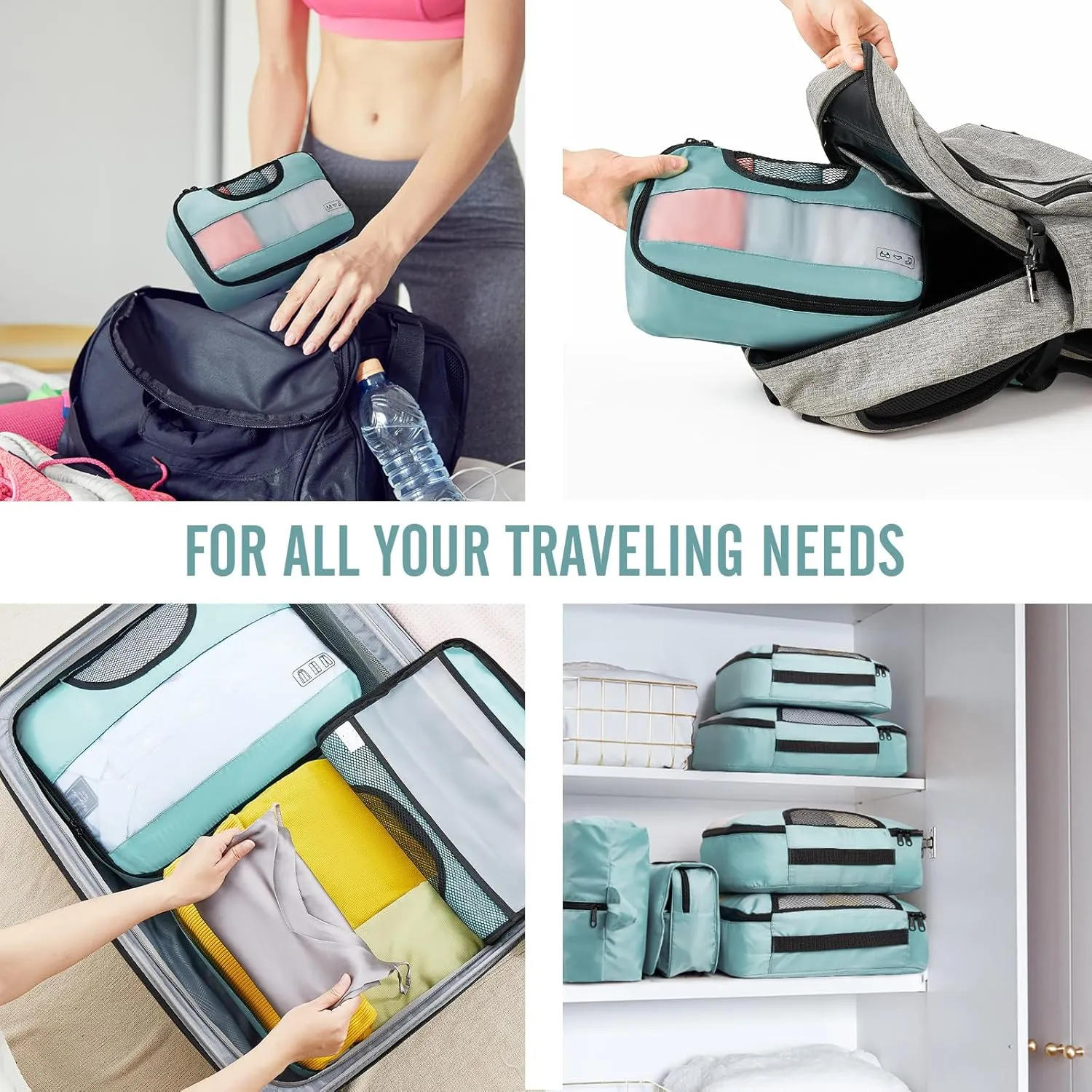 Veken 8 Set Packing Cubes for Travel Essentials, Suitcase Organizer Bags Set for Luggage, Road Trip Travel Accessories in 4 Sizes (Extra Large, Large, Medium, Small)