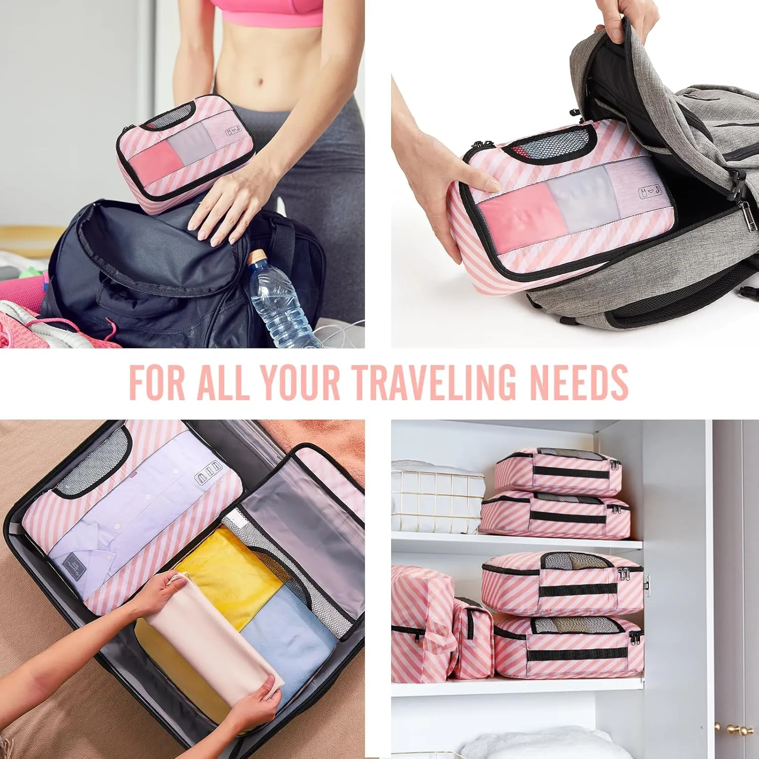 Veken 8 Set Packing Cubes, Travel Gifts for Women Mom, Carry on Suitcase Organizer Bags with Hanging Toiletry Bag and Large Laundry Bag, Travel Essentials Luggage Accessories for Cruise Ship