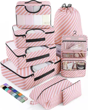 Veken 8 Set Packing Cubes, Travel Gifts for Women Mom, Carry on Suitcase Organizer Bags with Hanging Toiletry Bag and Large Laundry Bag, Travel Essentials Luggage Accessories for Cruise Ship