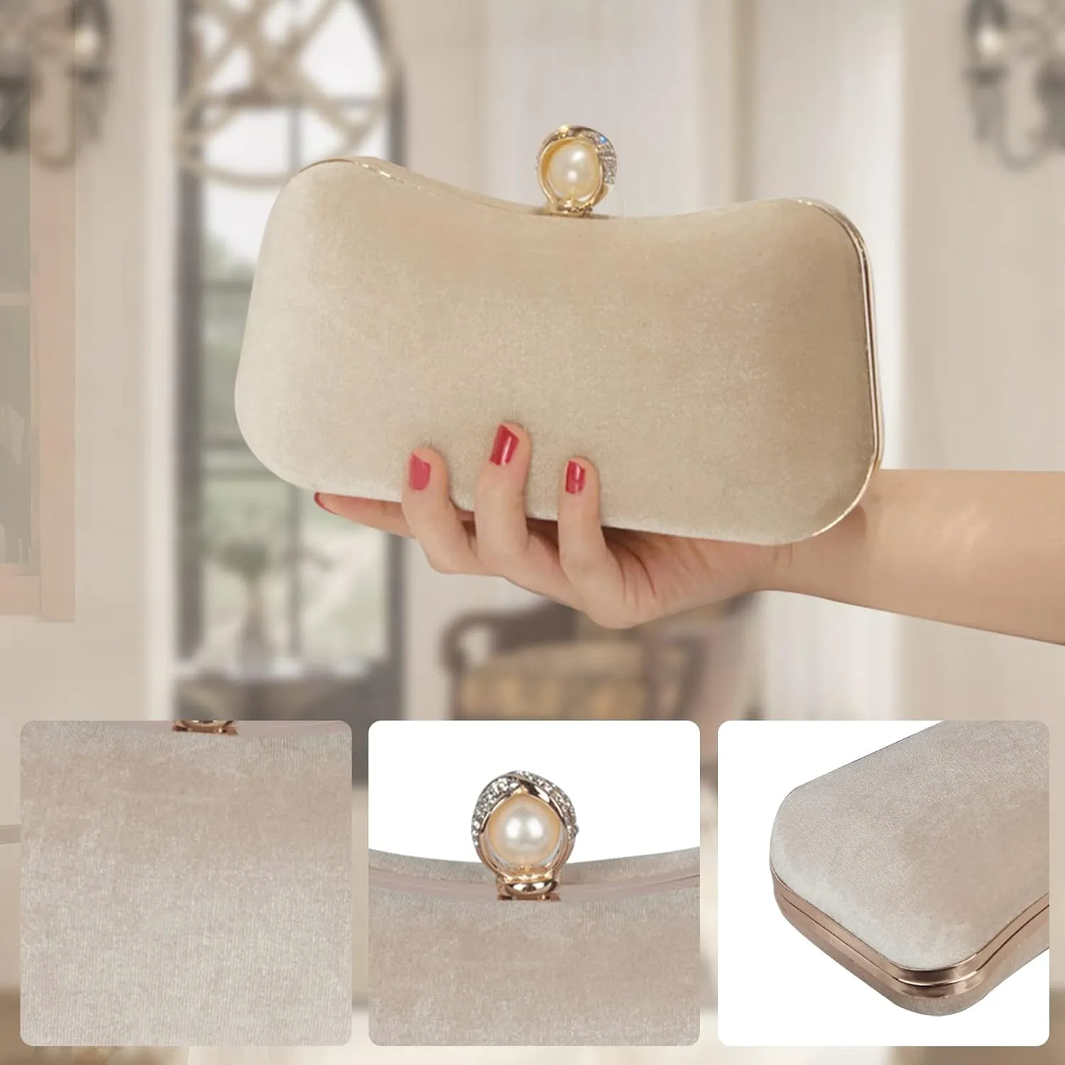 Velvet Evening Bag for Women Glitter Clutch Bag Sparkly Sequins Handbag Shoulder Bag