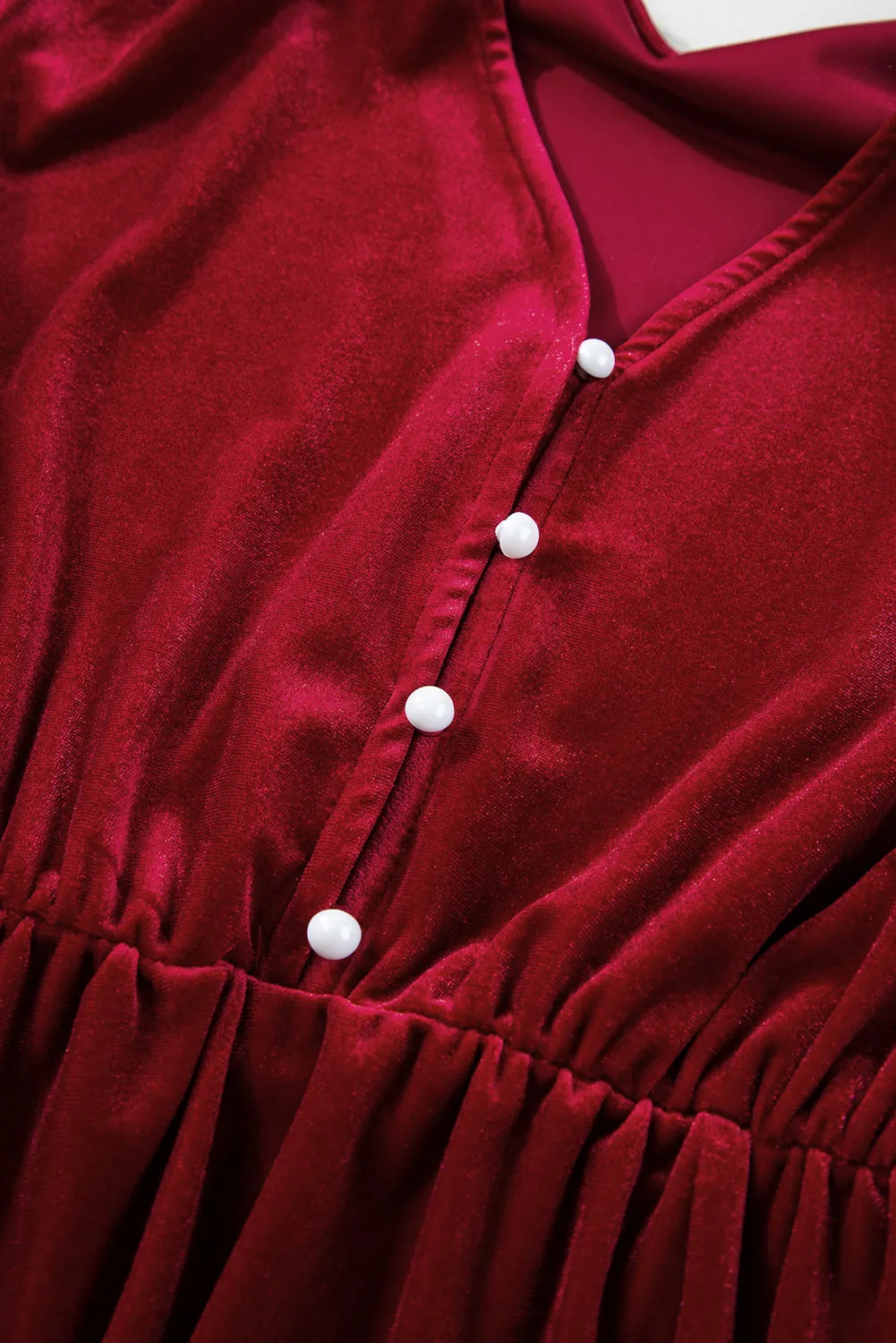 Velvet Midi Dress with Puff Sleeves and High Slit