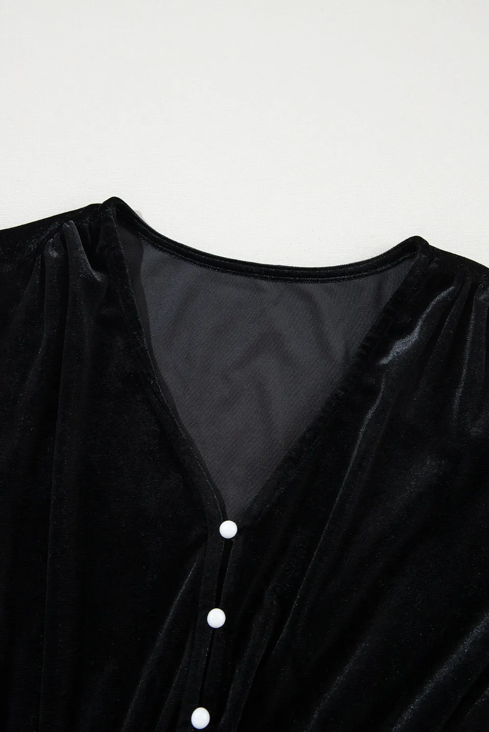Velvet Midi Dress with Puff Sleeves and High Slit