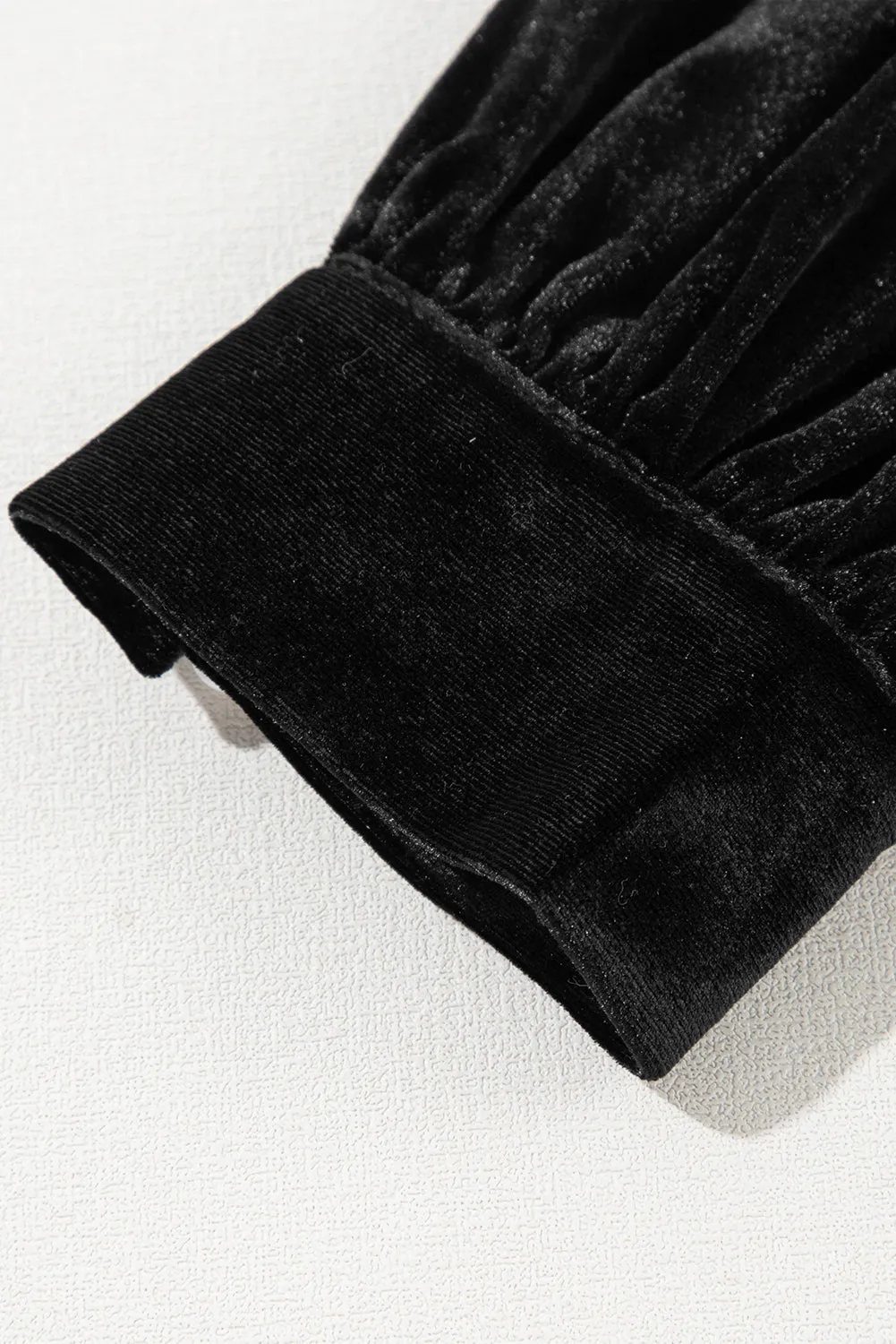 Velvet Midi Dress with Puff Sleeves and High Slit