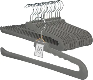 Velvet Pants Hangers,16 Pack Non Slip Felt Slack/Trouser Hanger,Slim & Sleek Heavy Duty Space Saving Closet with 360° Swivel Hook,Tank Top Hangers for Shorts,Jeans,Suit Pants,Towel(Grey)