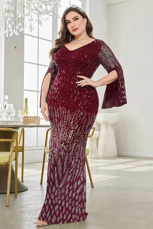 Velvet Sequin Evening Dress | Multicolor | Special Occasion | Velvet and Sequin