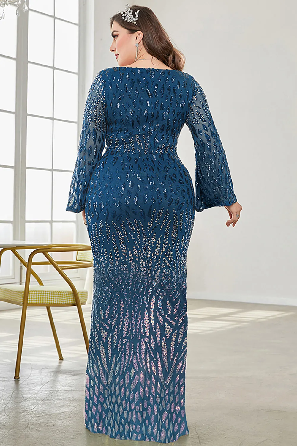 Velvet Sequin Evening Dress | Multicolor | Special Occasion | Velvet and Sequin