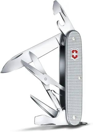 Victorinox Pioneer X Alox Swiss Army Knife, 9 Functions, Swiss Made Pocket Knife with Scissors, Reamer, Key Ring and Large Blade - Silver