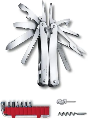 Victorinox Swiss Tool Spirit X Plus Ratchet Swiss Army Knife, 35 Function Swiss Made Multi-Tool with Needle-Nose Pliers, Wire Cutter, Crate Opener and Large Blade - Silver