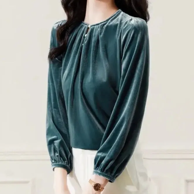 Vintage Elegant Gold Velvet T-Shirt