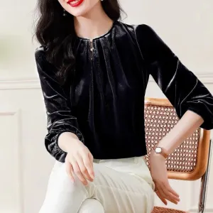 Vintage Elegant Gold Velvet T-Shirt