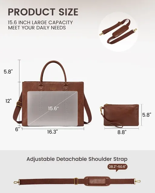 Vintage Leather work Bag 15,6in Laptop Tote Bag, Waterproof computer bag