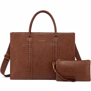 Vintage Leather work Bag 15,6in Laptop Tote Bag, Waterproof computer bag