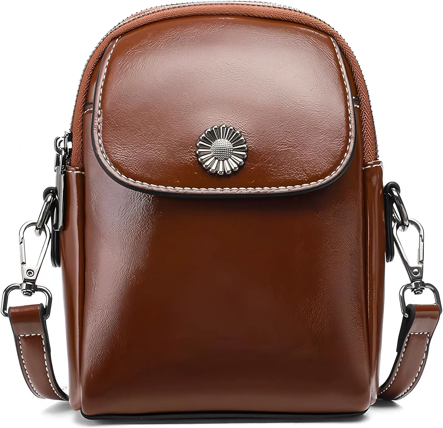Vintage Small Crossbody Bags for Women Trendy, Leather Triple Compartment Phone Wallet Purse with Adjustable Strap