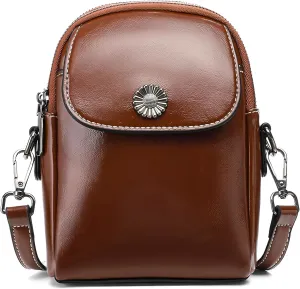 Vintage Small Crossbody Bags for Women Trendy, Leather Triple Compartment Phone Wallet Purse with Adjustable Strap