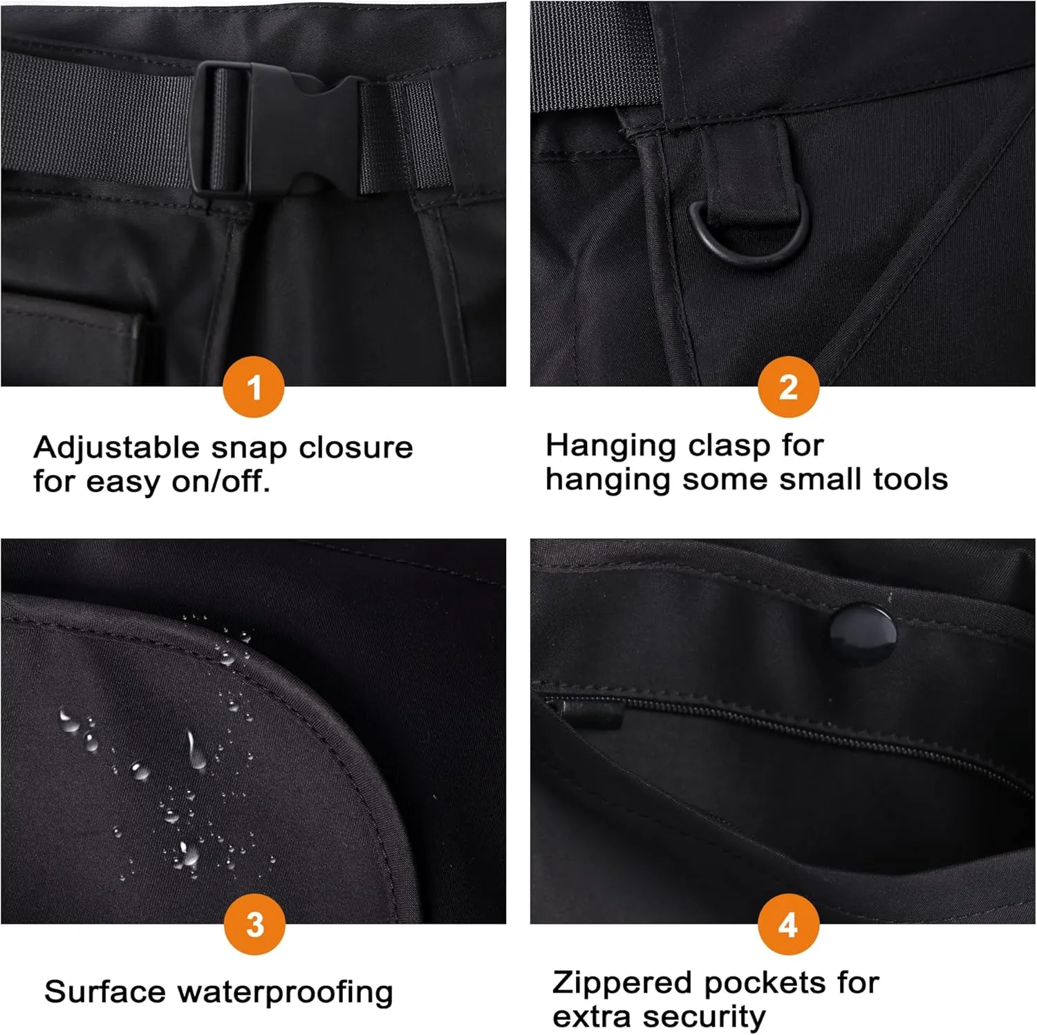 Waist Tool Apron Bag with Multiple Pockets for Men/Women, Work apron,Garden Tools for Gardener(Black)