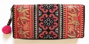 Wallet By Wp Embroidery Elephant Zipper Wallet Purse Clutch Bag Handbag Iphone Case Handmade For Red Wallet