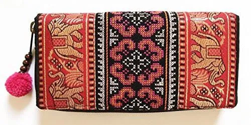 Wallet By Wp Embroidery Elephant Zipper Wallet Purse Clutch Bag Handbag Iphone Case Handmade For Red Wallet