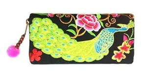 Wallet By Wp Embroidery Peacock Flower Zipper Wallet Purse Clutch Bag Handbag Iphone Case Handmade For Pink Wallet