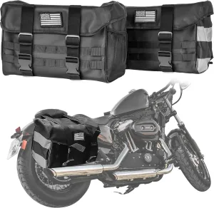 Waterproof Motorcycle Saddlebags - 40L Motorcycle Luggage Bags for Motorbike Travel - Large Capacity Motor Pannier Bags - Detachable Bag for Honda, Suzuki, Yamaha (Black, 2 Pack)