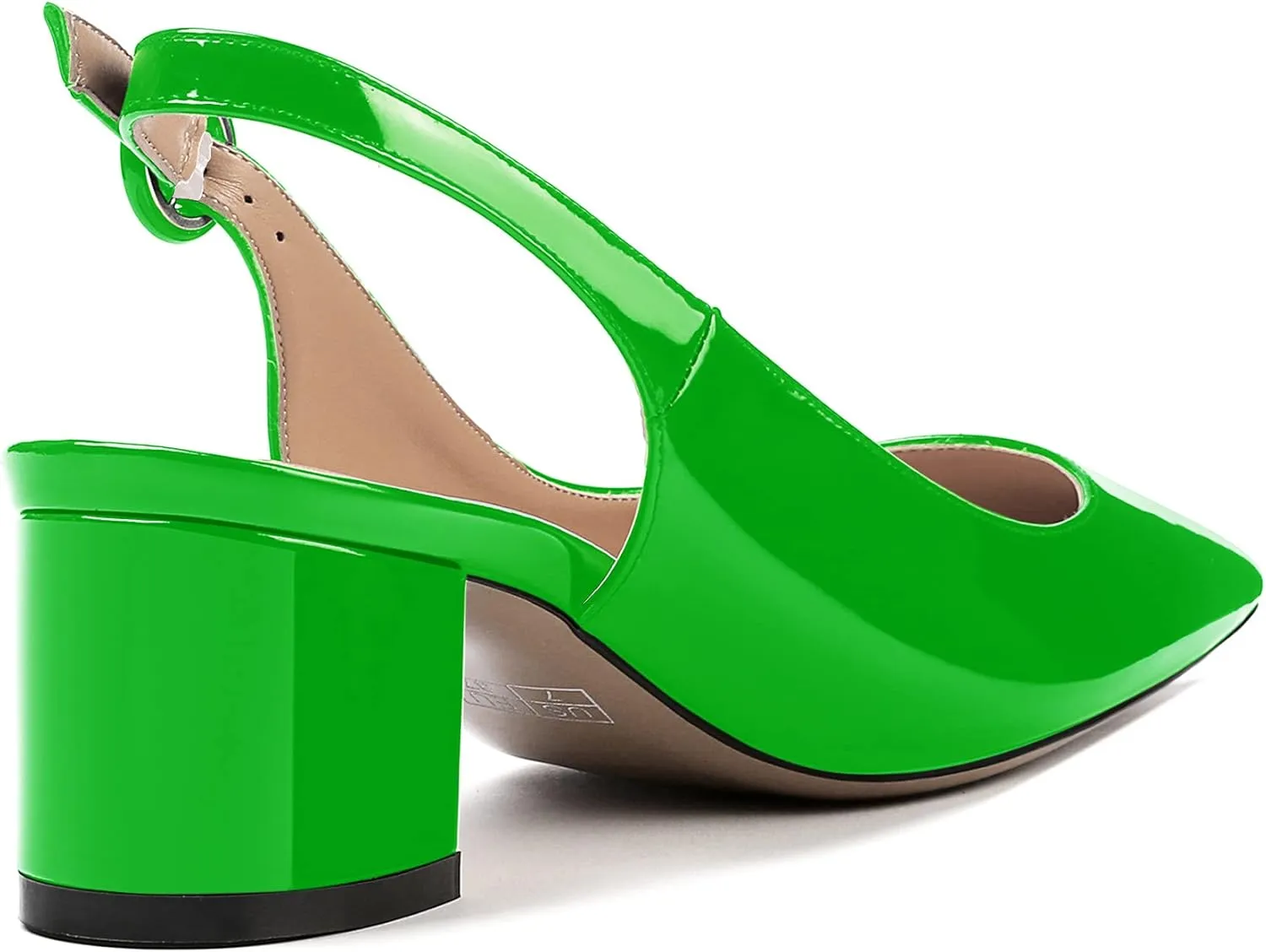 WAYDERNS Women's Patent Leather Ankle Strap Pointed Toe Slingback Low Kitten Heel Pumps Office Work Dress Shoes 2 Inch