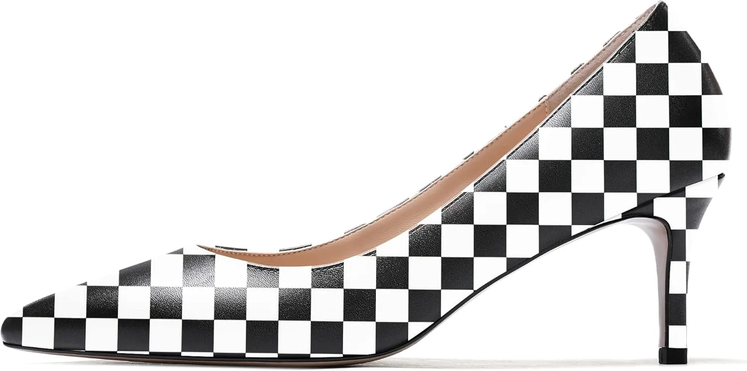 WAYDERNS Women's Slip On Solid Pointed Toe Matte Stiletto Mid Heel Pumps Shoes 2.5 Inch