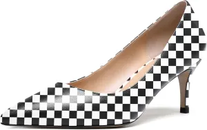 WAYDERNS Women's Slip On Solid Pointed Toe Matte Stiletto Mid Heel Pumps Shoes 2.5 Inch