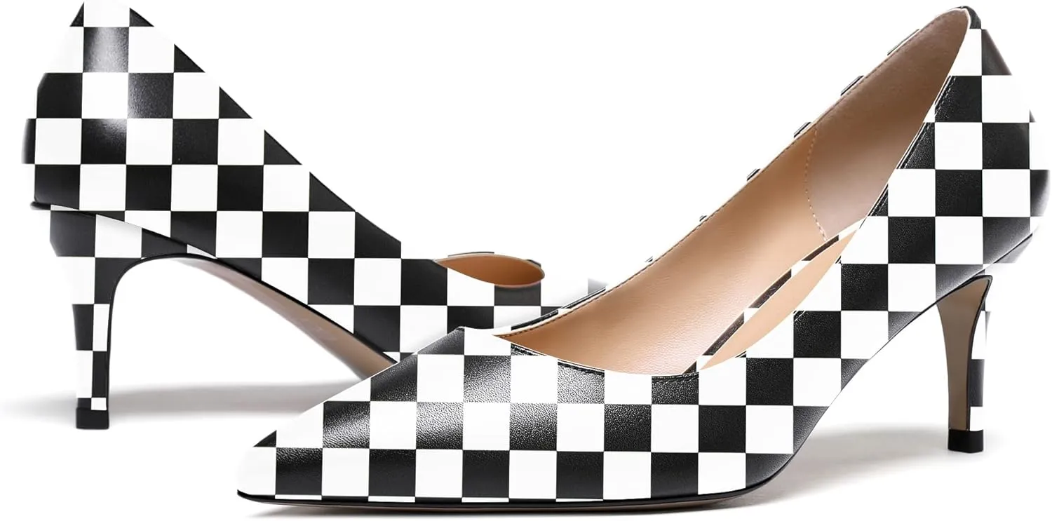 WAYDERNS Women's Slip On Solid Pointed Toe Matte Stiletto Mid Heel Pumps Shoes 2.5 Inch