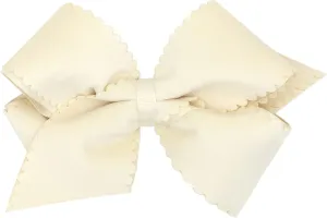 Wee Ones Girls' Grosgrain Hair Bow with Scalloped Edge Faux Velvet Overlay