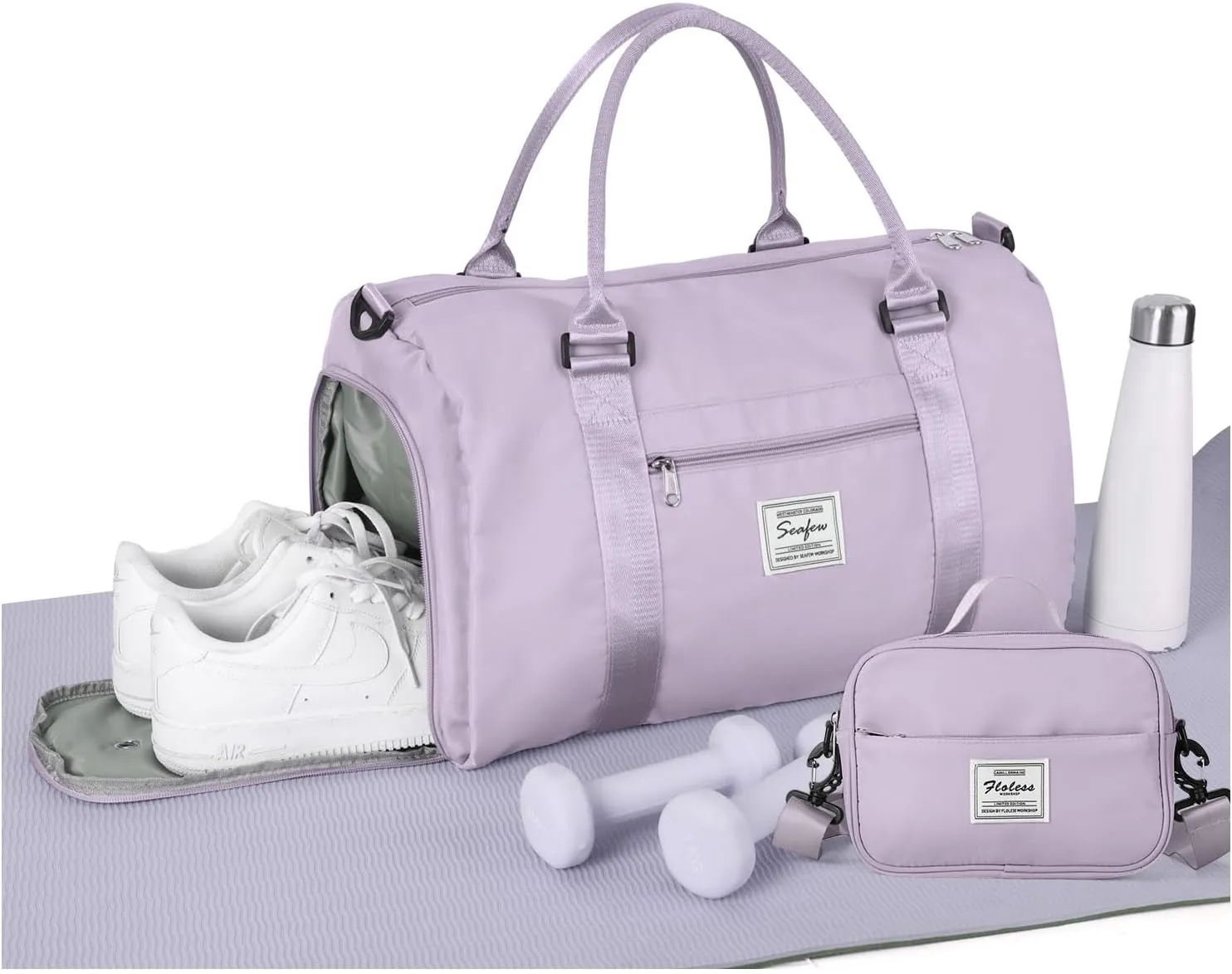 Weekender Gym Duffel Bags for Women Purple with Toiletry Bag