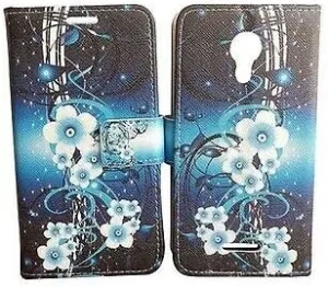 Wiko Life 2 Case, Design Wallet Card Pouch Cover Phone Case with Crad Holder for Wiko Life 2 u307as (Aqua Teal Flower)