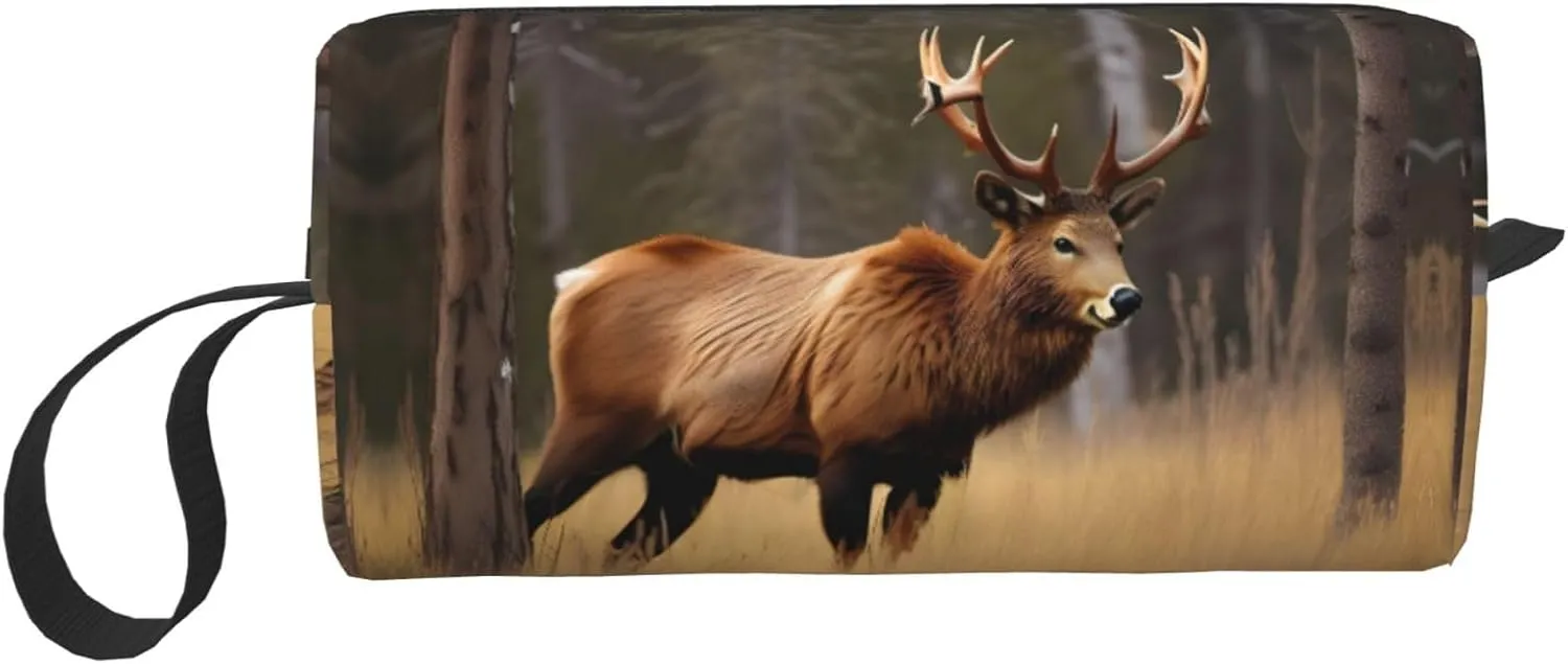 Wildlife Deer Bear Elk print Travel Cosmetic Bag Gifts for Women Portable Make Up Bags for Women Mother Sister