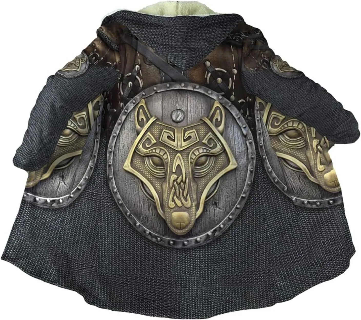 Winter Warm Coat Viking Medieval Armor Nordic Cosplay Costume Horn Button Design Cool Jacket