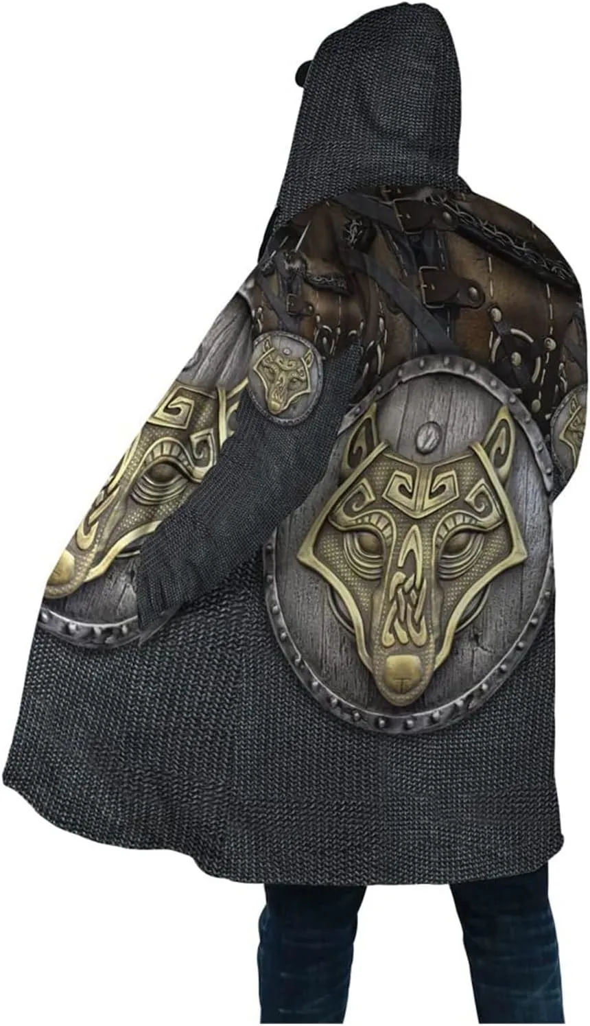 Winter Warm Coat Viking Medieval Armor Nordic Cosplay Costume Horn Button Design Cool Jacket