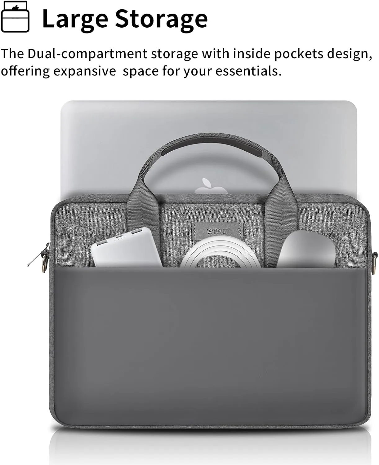 WIWU Laptop Bag 14 Inch, Messenger Bag for Men Business Travel Water-Resistant Laptop Case with Strap, Compatible with MacBook Pro/Dell XPS/HP Envy/Microsoft Surface (Grey)